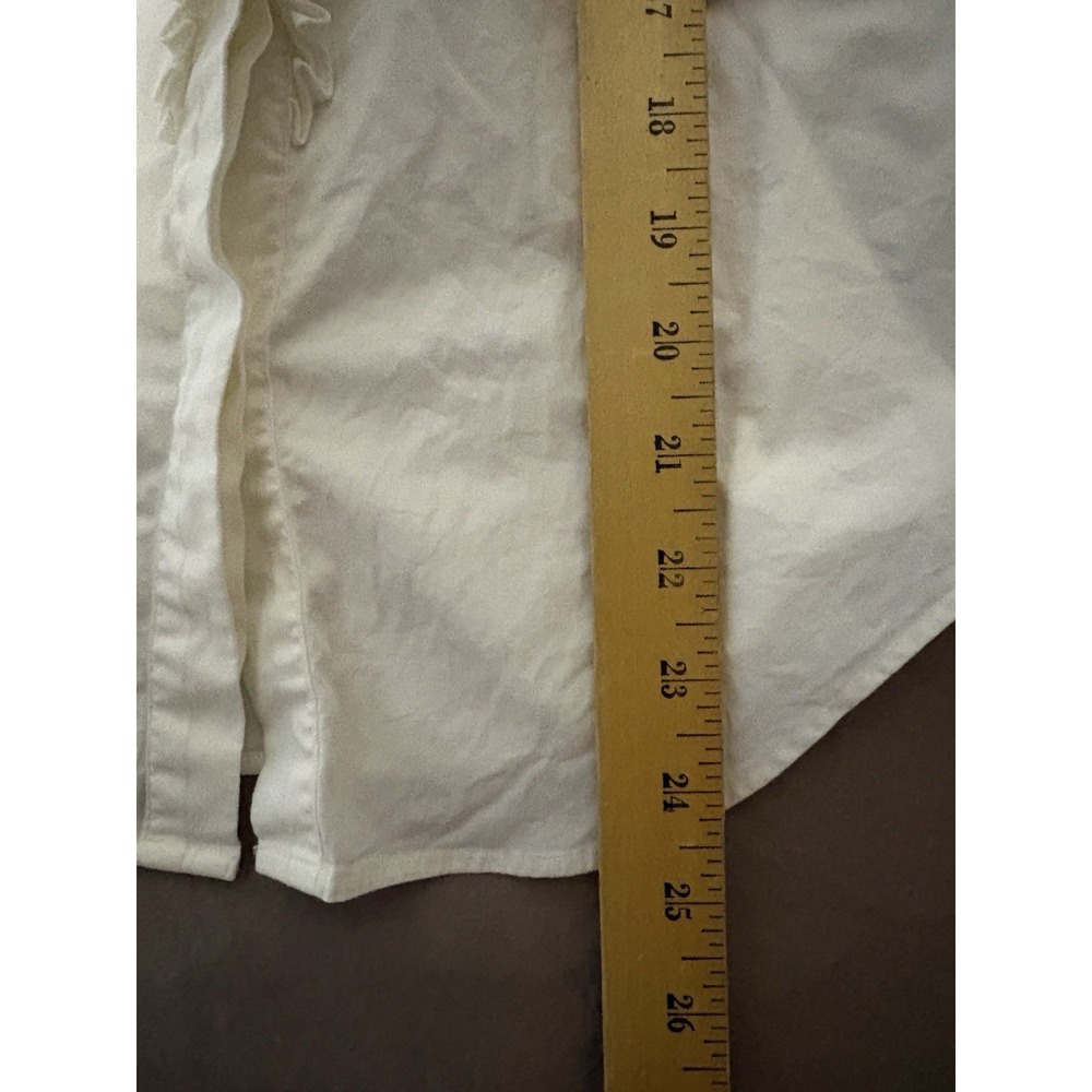Ralph Lauren Ruffled Front Blouse Women's Size 4 White Long Sleeve Button - Picture 5 of 7
